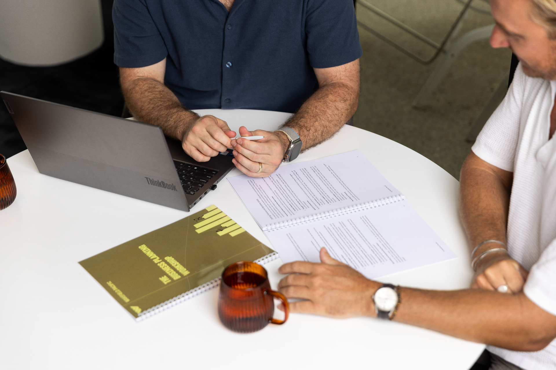 A Wakefield Pacific advisor walking a owner through their strategy document